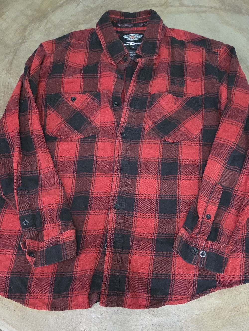 Harley-Davidson Red and Black Plaid Shirt